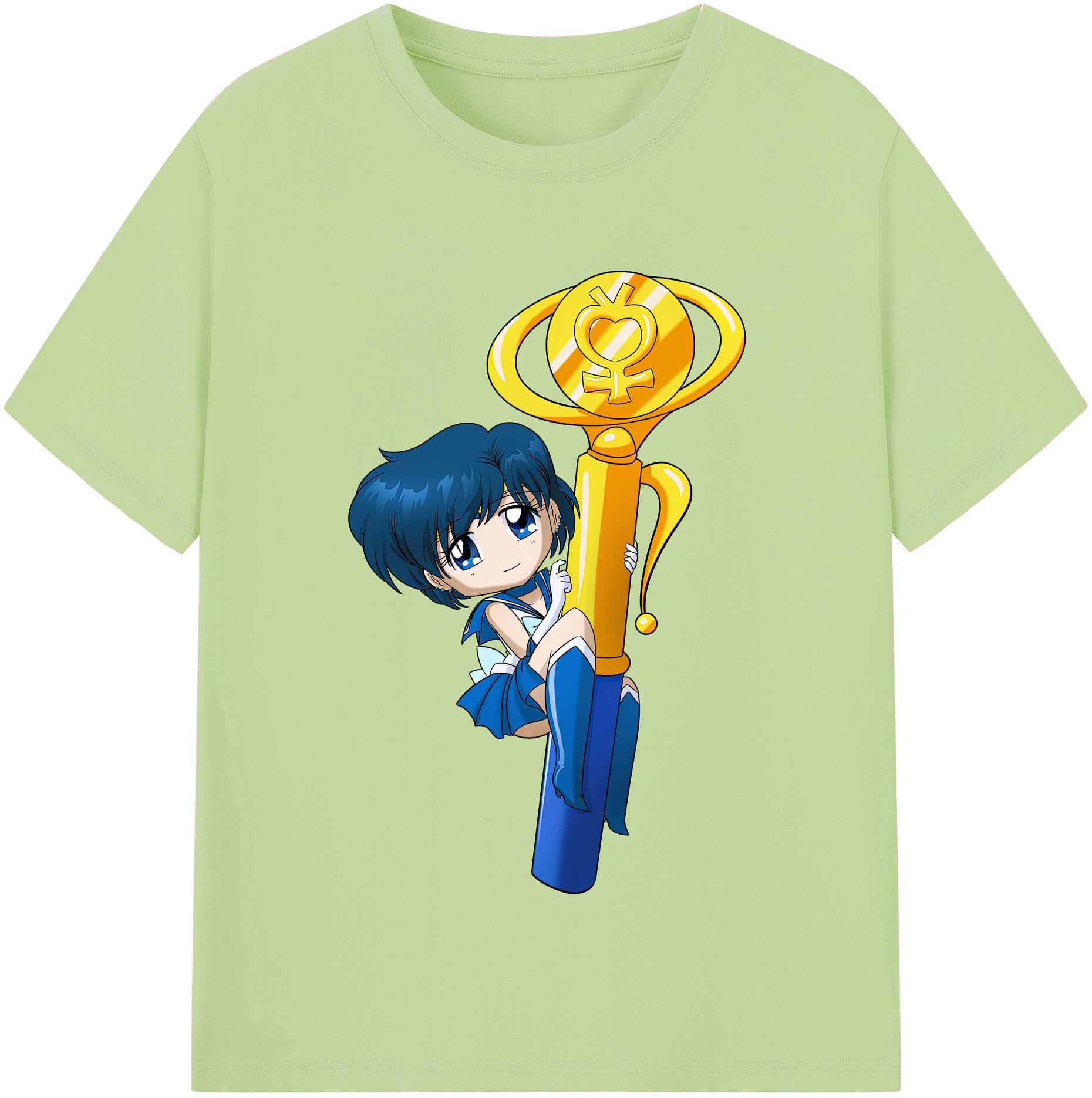 （画像用） 美少女戦士セーラームーン 水野 亜美 みずの あみ Sailor Moon Mizuno Ami 綿100％半袖Tシャツ（フロントプリント）